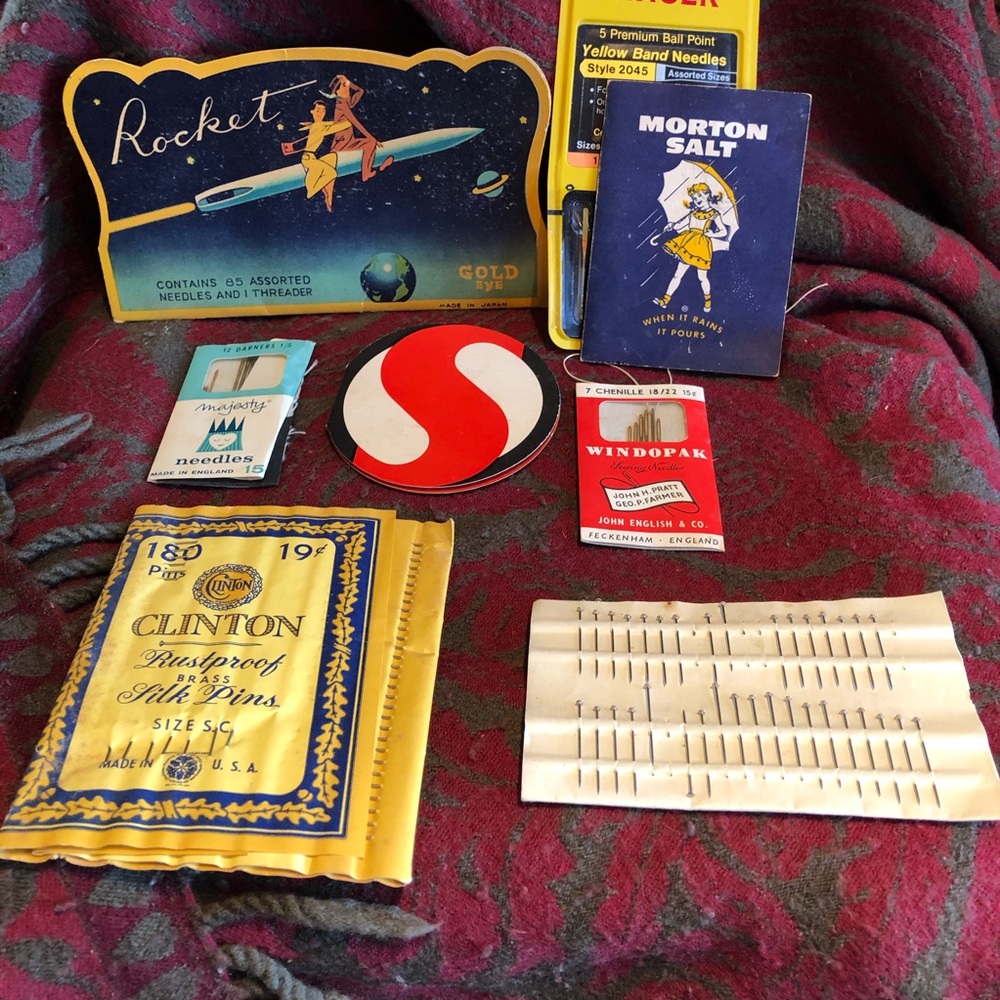 Vtg sewing needle lot, gold eye, singer, majesty